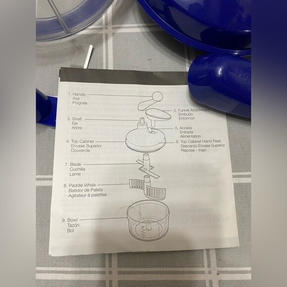 Tupperware Quick Chef Sapphire Blue Non-Electric Food Processor Original Box - Picture 4 of 6